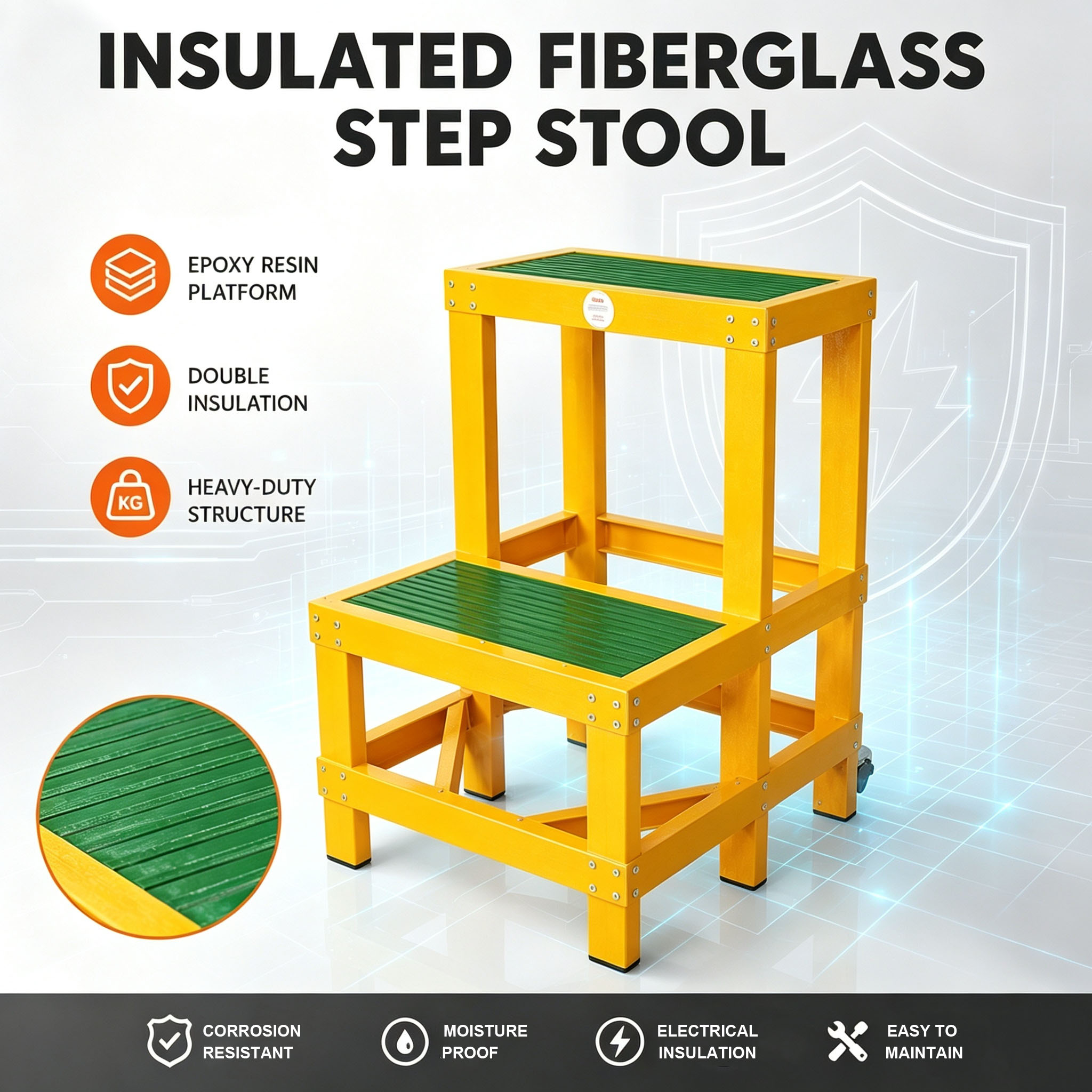 Insulated Fibreglass (FRP) Step Stool & Work Platform detail 1